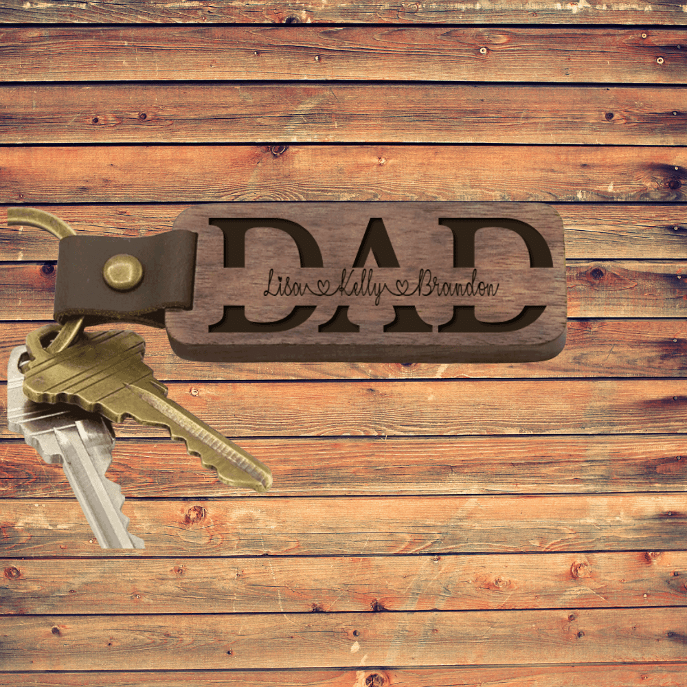 Custom Split Name Wooden Key Chain, Personalized Wooden Keychain Gift For Amazing Dad , Birthday Gift For Him, Son To Dad, Daughter To Dad Gift. - Family Gear Collections