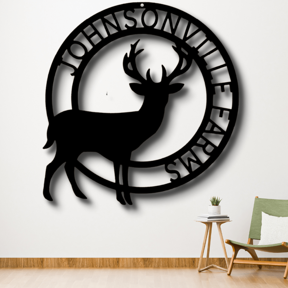 Custom Stag Metal Sign, Personalized Name Metal Sign, Cabin Wall Art Decor, Gift For Hunter Dad , Indoor Outdoor Hanging, Birthday Gift for Him - Family Gear Collections