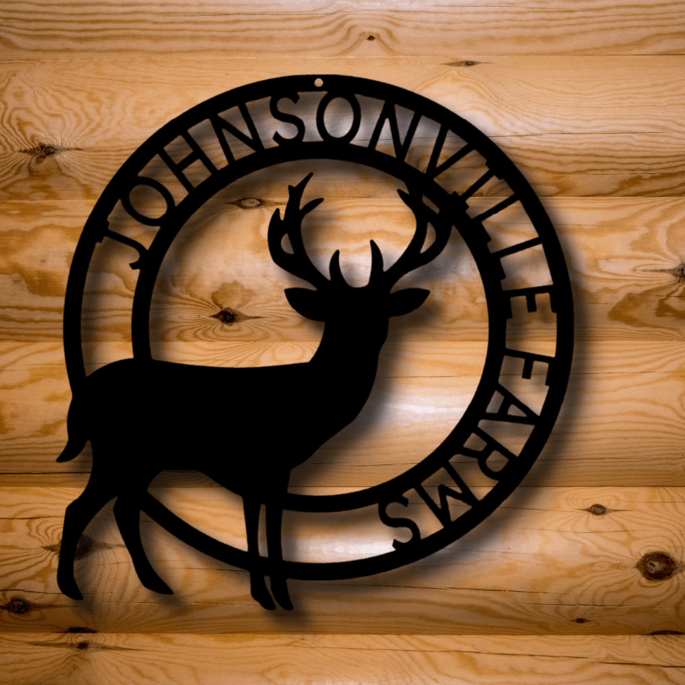 Custom Stag Metal Sign, Personalized Name Metal Sign, Cabin Wall Art Decor, Gift For Hunter Dad , Indoor Outdoor Hanging, Birthday Gift for Him - Family Gear Collections