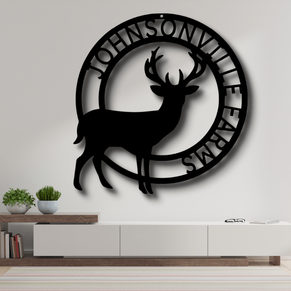 Custom Stag Metal Sign, Personalized Name Metal Sign, Cabin Wall Art Decor, Gift For Hunter Dad , Indoor Outdoor Hanging, Birthday Gift for Him - Family Gear Collections