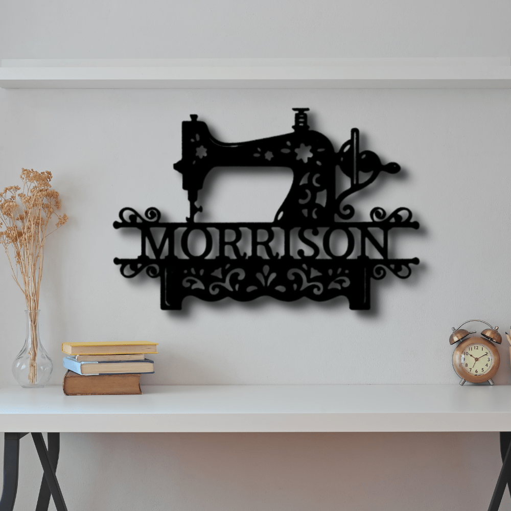 Customized Sewing Machine Metal Sign, Personalized Sewing Machine Wall Art,Indoor Hanging,Christmas Gift,Meaningful Gift. - Family Gear Collections