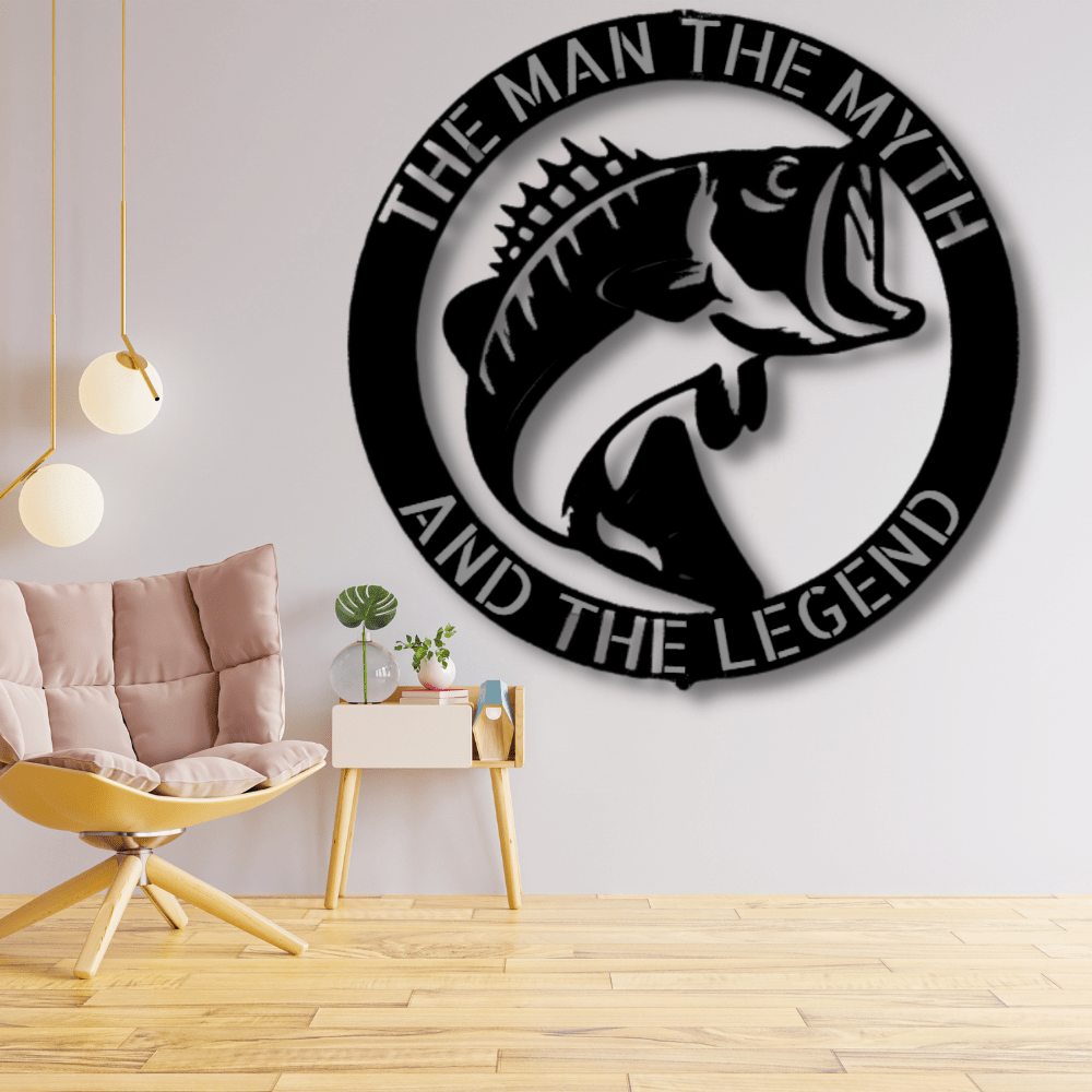 Dad The Myth, The Legend Metal Sign, Father's Day Gift, Christmas Gift For Dad, Mancave Decor, Fisherman Gift - Family Gear Collections
