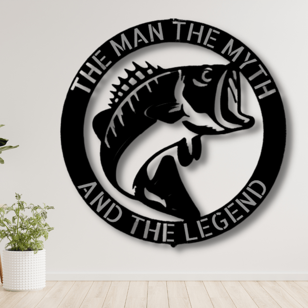 Dad The Myth, The Legend Metal Sign, Father's Day Gift, Christmas Gift For Dad, Mancave Decor, Fisherman Gift - Family Gear Collections