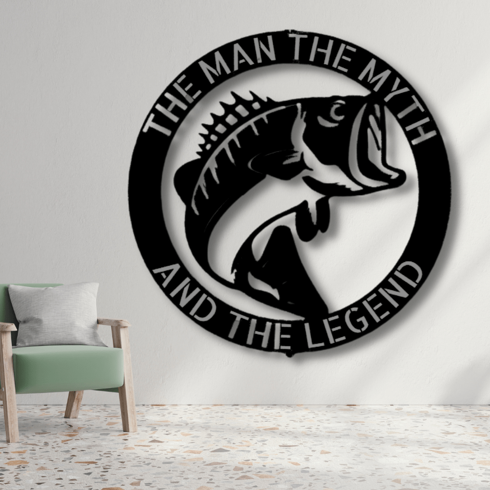Dad The Myth, The Legend Metal Sign, Father's Day Gift, Christmas Gift For Dad, Mancave Decor, Fisherman Gift - Family Gear Collections