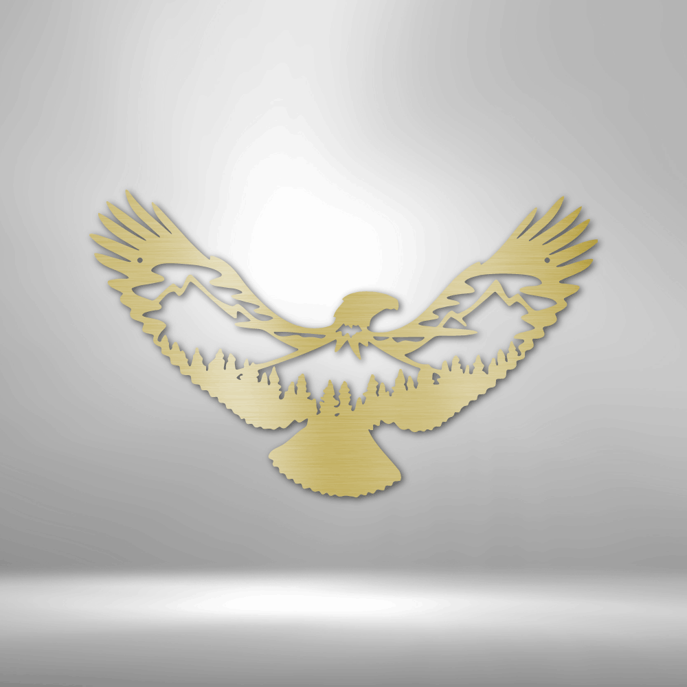 Eagle Scene Metal Sign, Flying Eagle Living Room Decoration, Indoor Wall Art Hanging, Housewarming Gift, Birthday Gift - Family Gear Collections
