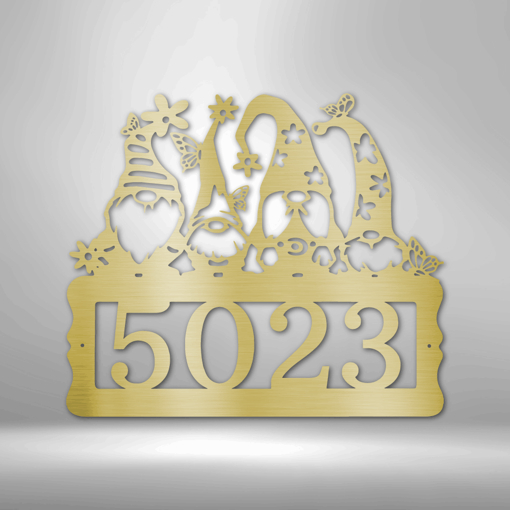 Gnome Address Metal Sign, Personalized Metal Address Sign, House Number Decor, Metal Address Numbers, Outdoor sign - Family Gear Collections
