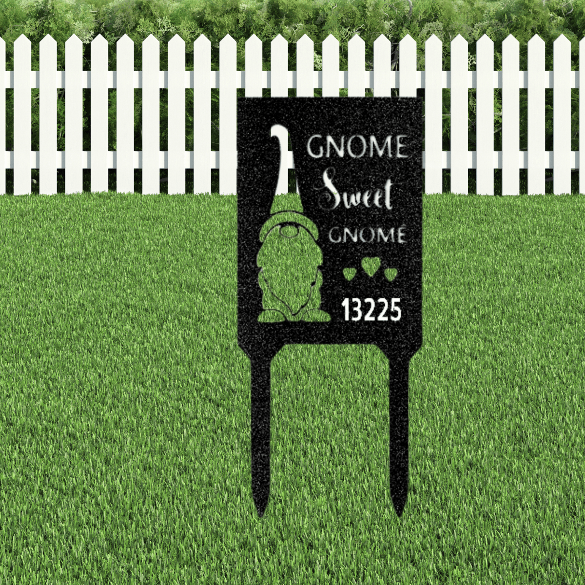 Gnome Home Sweet Gnome Steel Stake, Personalized Address Number Stake, Gnome Address Metal Stake, Gnome Address Metal Sign - Family Gear Collections