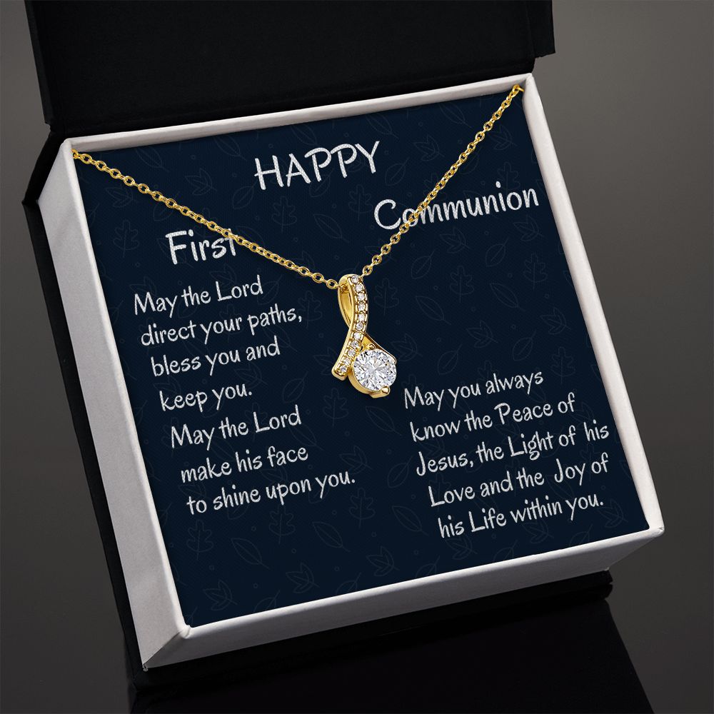 Happy First Communion, Alluring Beauty Necklace, Christian Gift, Baptism Gift, Dad To Daughter, I Love You. - Family Gear Collections