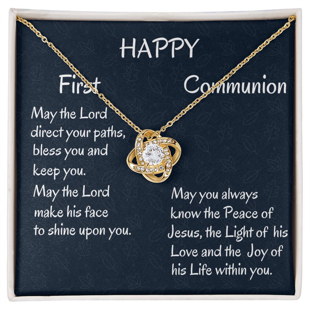 Happy First Communion, Love Knot Necklace, Christian Gifts, First Communion Gift, From Loving Mom - Family Gear Collections