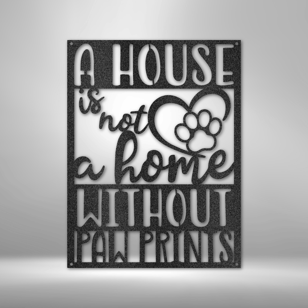 Home with Paw Print Metal Art Sign, Home Wall Hangings, House warming Gift For A Dog Lover, Dog Paw Print Monogram, Wall Art Decor. - Family Gear Collections
