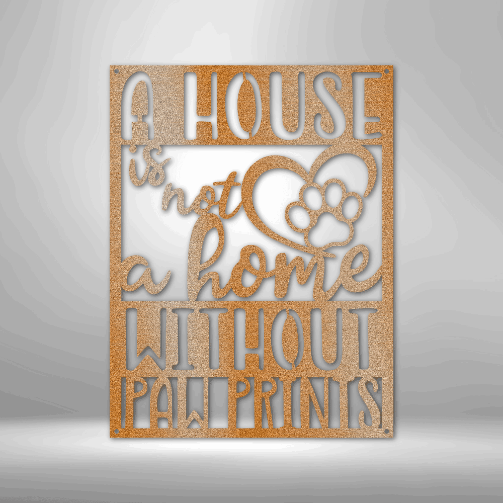 Home with Paw Print Metal Art Sign, Home Wall Hangings, House warming Gift For A Dog Lover, Dog Paw Print Monogram, Wall Art Decor. - Family Gear Collections