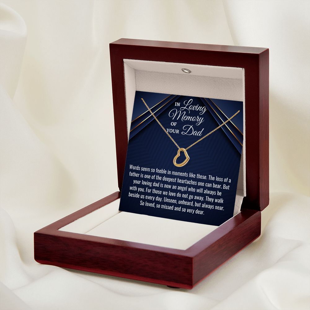 In Loving Memory Of Your Dad, Delicate Heart Necklace, Father Memorial Gift, Remembrance Necklace - Family Gear Collections