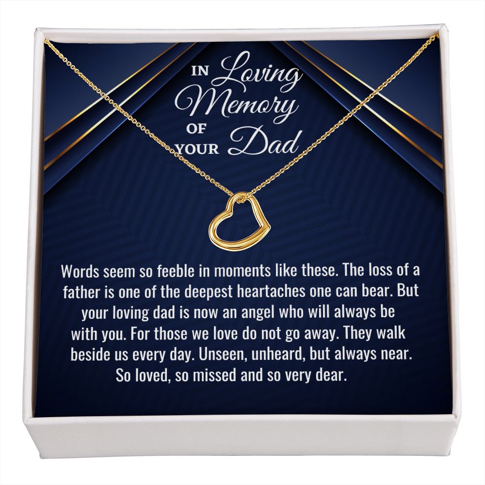 In Loving Memory Of Your Dad, Delicate Heart Necklace, Father Memorial Gift, Remembrance Necklace - Family Gear Collections