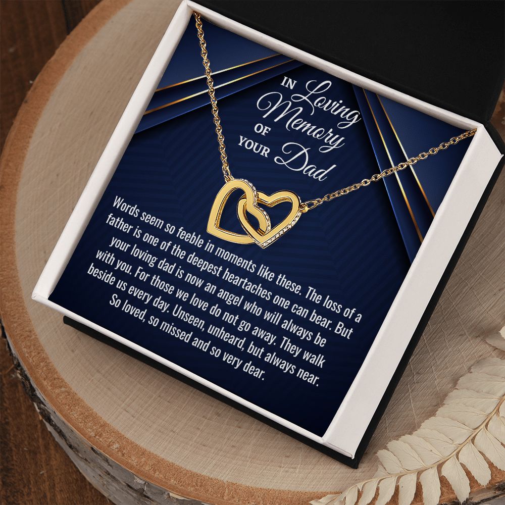 In Loving Memory Of Your Dad, Interlocking Hearts Necklace, Father Memorial Gift, Remembrance Necklace - Family Gear Collections