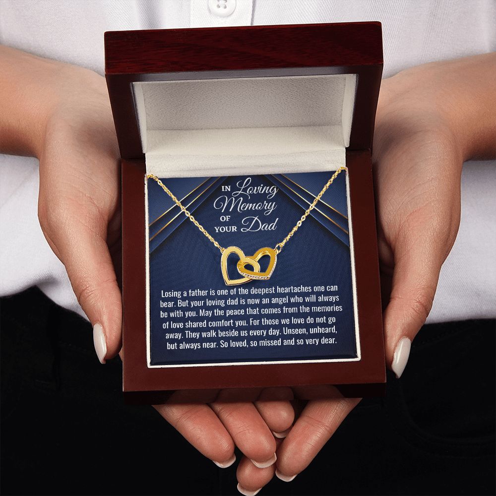 In Loving Memory Of Your Dad, Interlocking Hearts Necklace, Loss Of Your Dad Gift, Memorial Gift Dad, In Memory Of Your Dad. - Family Gear Collections
