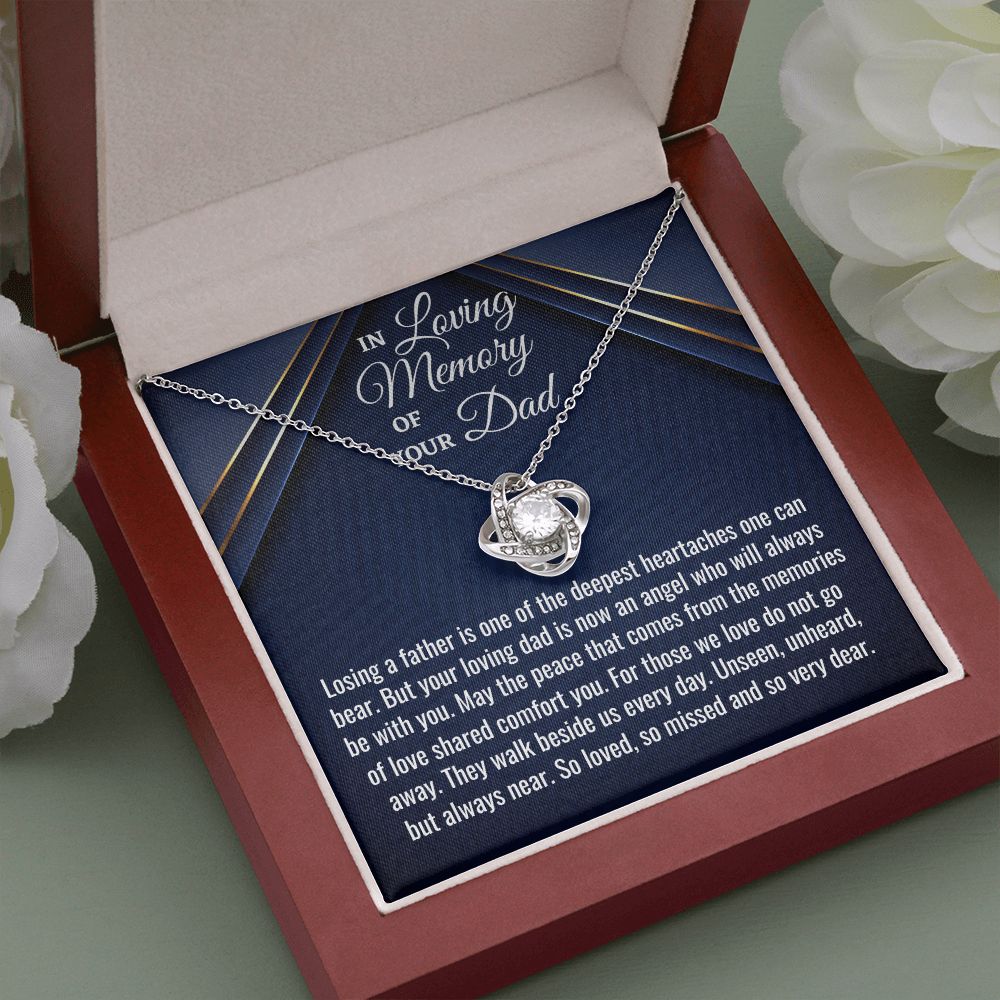 In Loving Memory Of Your Dad, Love Knot Necklace, Loss Of Your Dad Gift, Memorial Gift Dad, In Memory Of Your Dad. - Family Gear Collections
