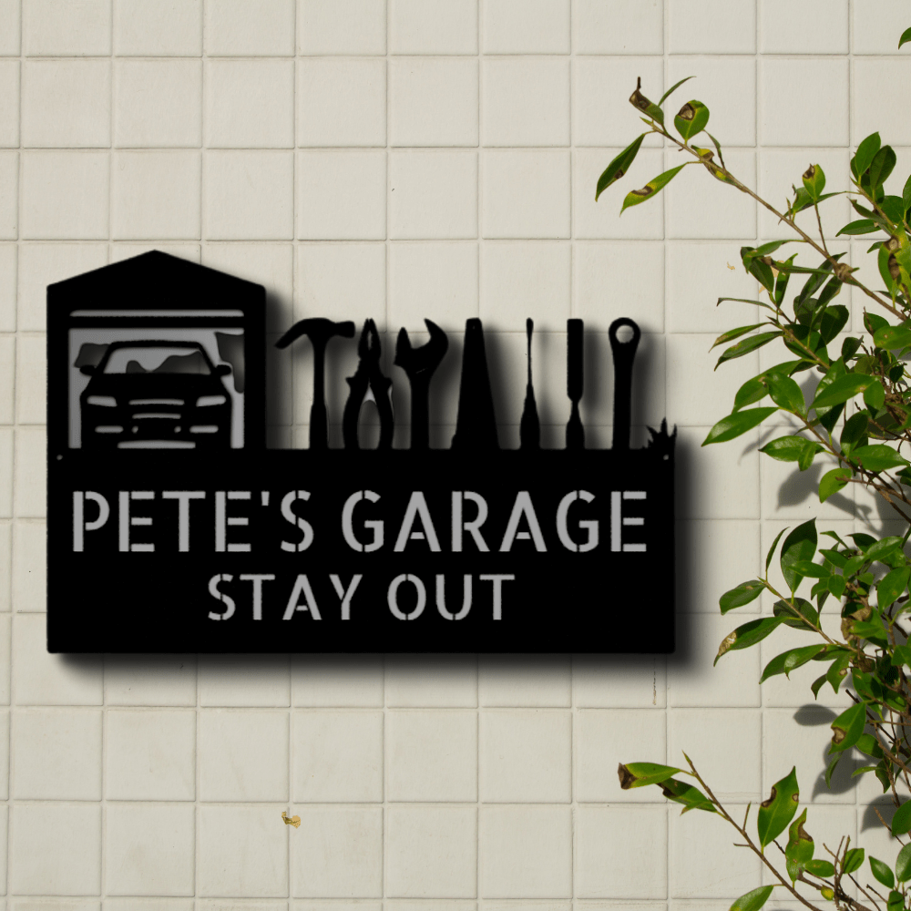 Master Of The Garage Monogram - Steel Sign - Family Gear Collections