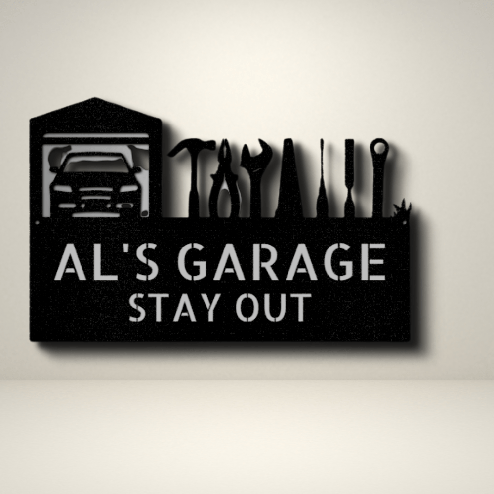 Master Of The Garage Monogram - Steel Sign - Family Gear Collections