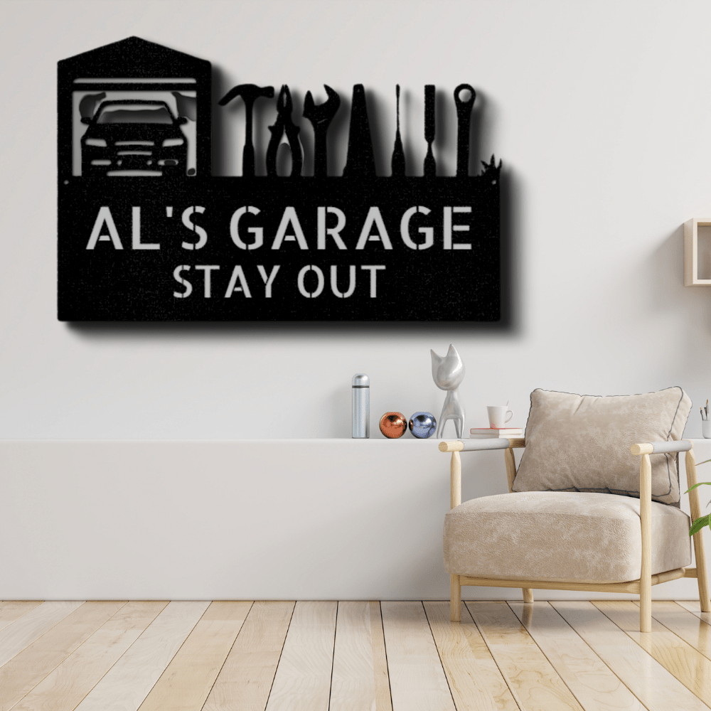 Master Of The Garage Monogram - Steel Sign - Family Gear Collections