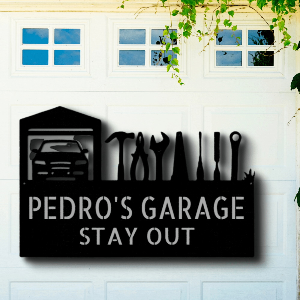 Master Of The Garage Monogram - Steel Sign - Family Gear Collections