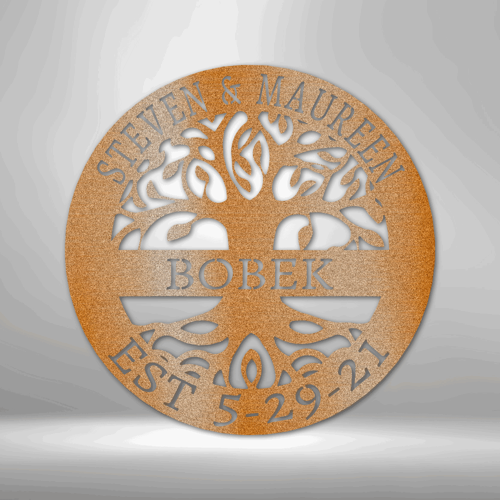 New Elaborate Tree Of Life Metal Sign, Custom Tree of life Metal Art, In love Metal Wall Hanging Gifts For Newlyweds, Custom Established Tree of Life Decor, Wedding Anniversary Gifts For Married Couple - Family Gear Collections