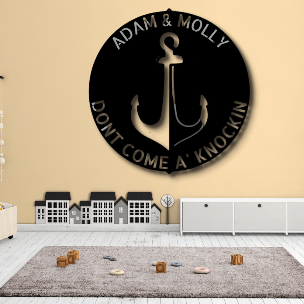 Personalized Anchor Metal Sign, Custom Anchor Door Hanging, Front Door Decor, Housewarming Gift For Him, Kids Room Door Hanging, Birthday Gift For Him - Family Gear Collections