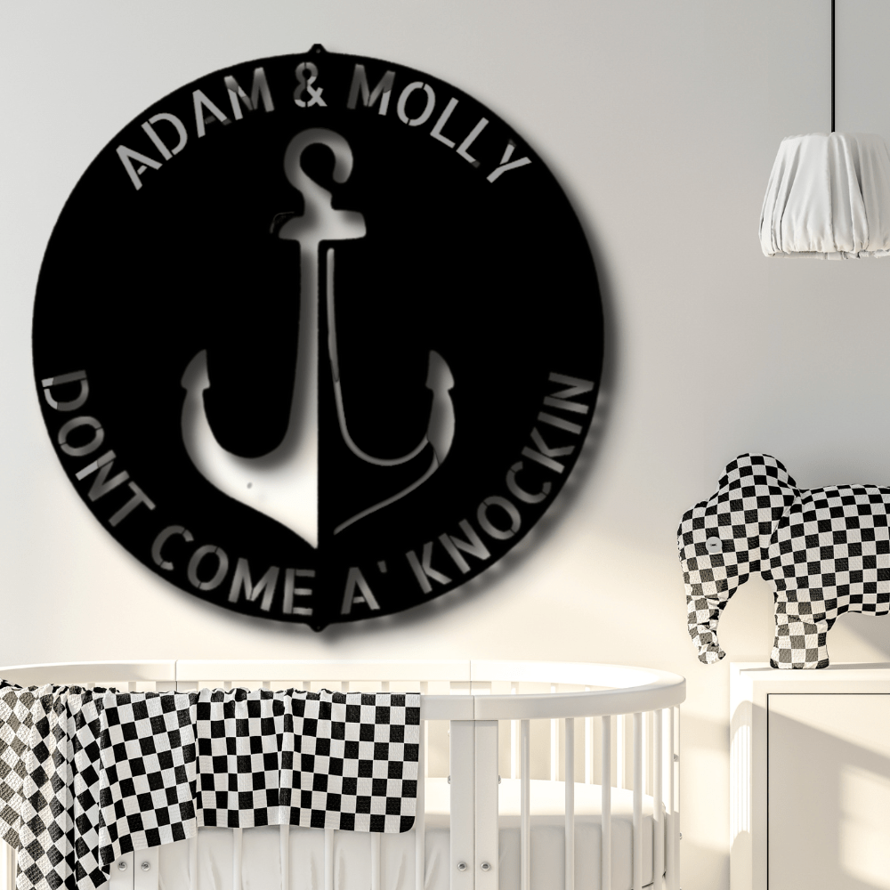 Personalized Anchor Metal Sign, Custom Anchor Door Hanging, Front Door Decor, Housewarming Gift For Him, Kids Room Door Hanging, Birthday Gift For Him - Family Gear Collections