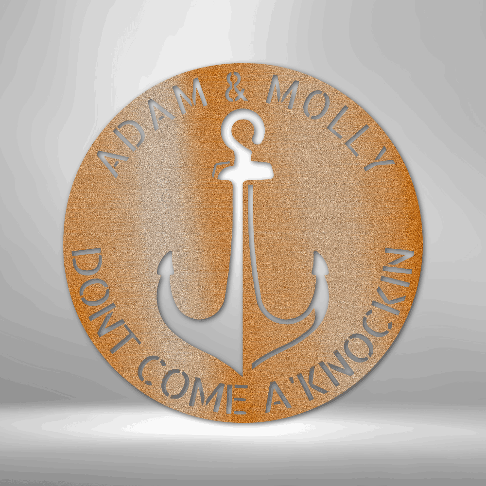 Personalized Anchor Metal Sign, Custom Anchor Door Hanging, Front Door Decor, Housewarming Gift For Him, Kids Room Door Hanging, Birthday Gift For Him - Family Gear Collections