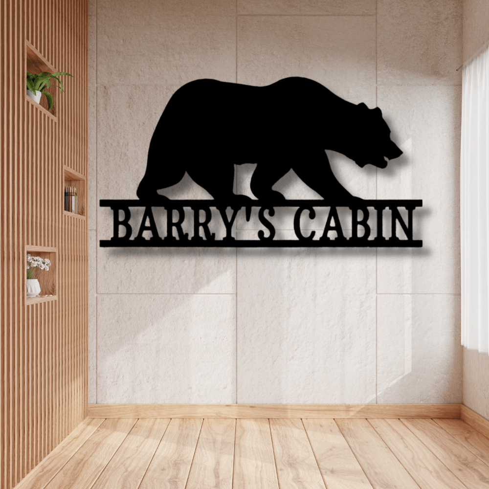 Personalized Bear Metal Sign, Custom Bear Wall Art Decoration, Housewarming Wall Decor, Indoor Wall Hangings, Cabin Wall Art Decor, Birthday Gift For Husband, - Family Gear Collections