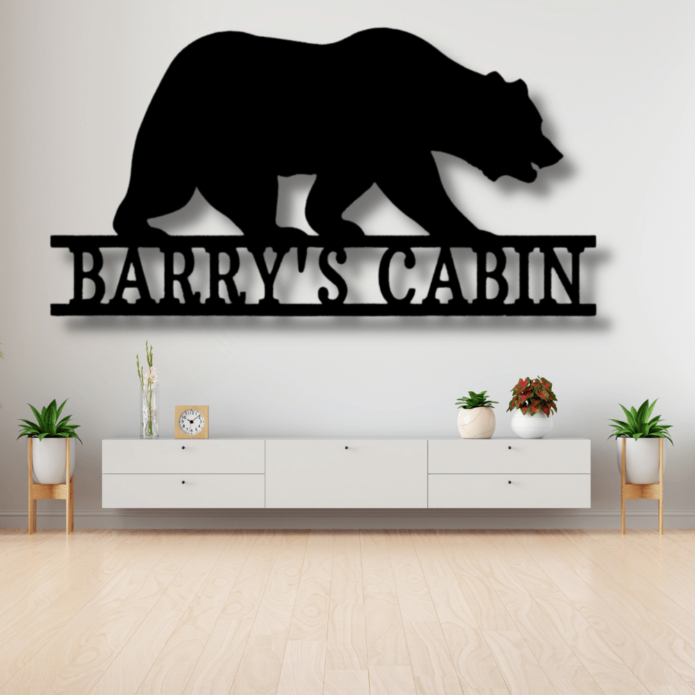 Personalized Bear Metal Sign, Custom Bear Wall Art Decoration, Housewarming Wall Decor, Indoor Wall Hangings, Cabin Wall Art Decor, Birthday Gift For Husband, - Family Gear Collections