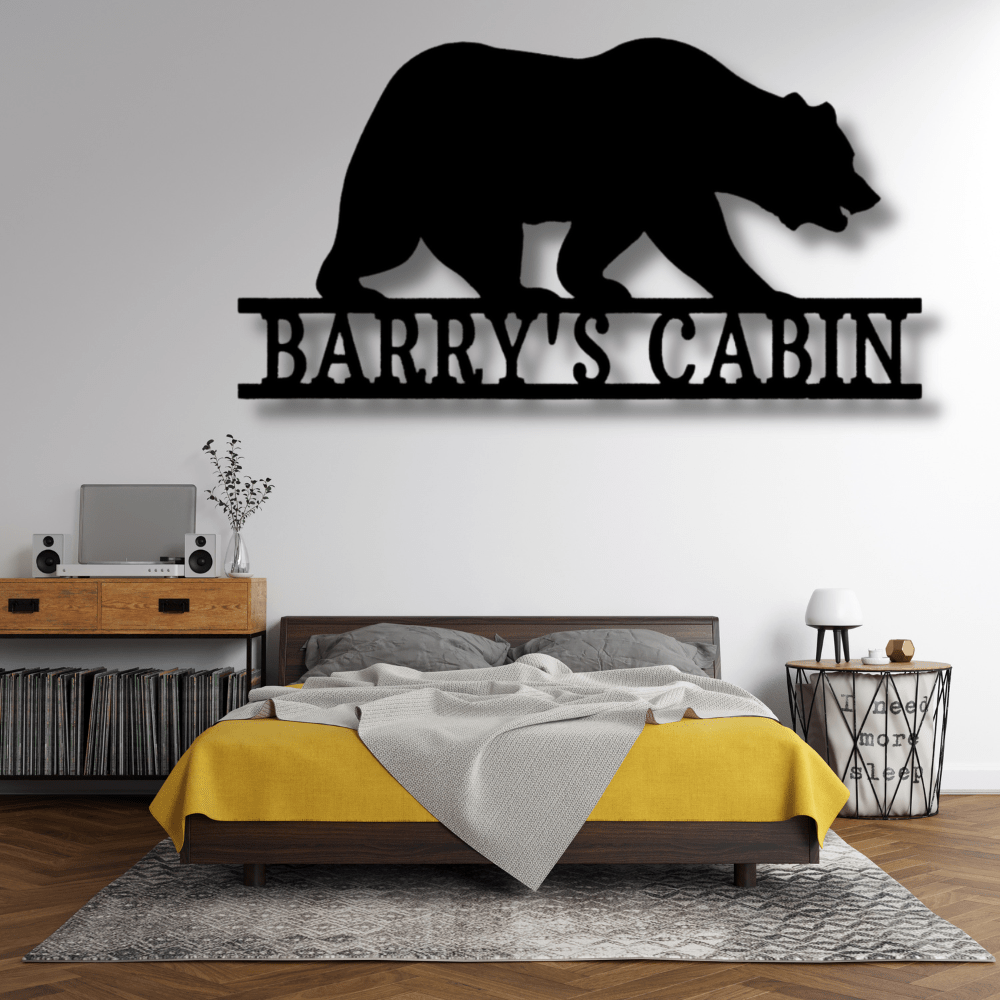 Personalized Bear Metal Sign, Custom Bear Wall Art Decoration, Housewarming Wall Decor, Indoor Wall Hangings, Cabin Wall Art Decor, Birthday Gift For Husband, - Family Gear Collections