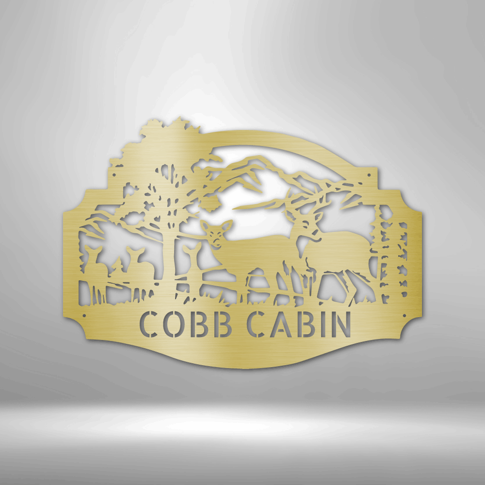 Personalized Deer Family Metal Art Sign, Custom Deer Metal Wall Decor, Cabin Wall Hanging, Indoor Metal Art Signs, Birthday Gift For Dad, Family Name Sign. - Family Gear Collections