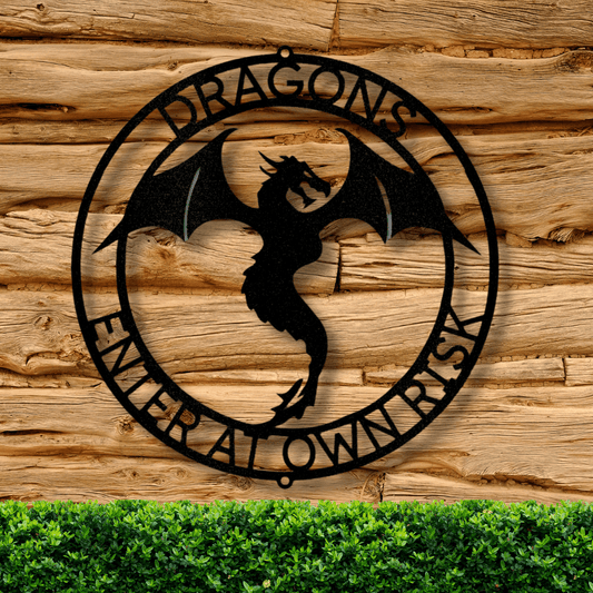 Personalized Dragon Ring Metal Sign, Custom Dragon Metal Sign, Dragon Name Metal Art, Birthday Gift, Dragon Wall Décor, Boys Room Décor - Family Gear Collections