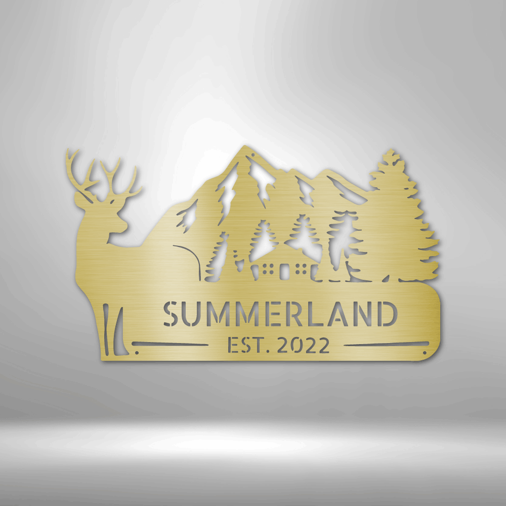 Personalized Mountain Deer Metal Sign, Custom Deer In The Wild Wall Decor, Housewarming Wall Art, Birthday Gift For Him, Indoor Hangings. - Family Gear Collections