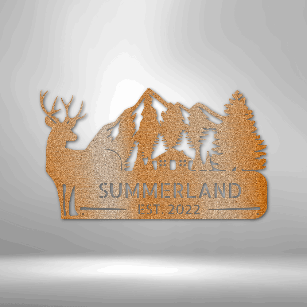 Personalized Mountain Deer Metal Sign, Custom Deer In The Wild Wall Decor, Housewarming Wall Art, Birthday Gift For Him, Indoor Hangings. - Family Gear Collections