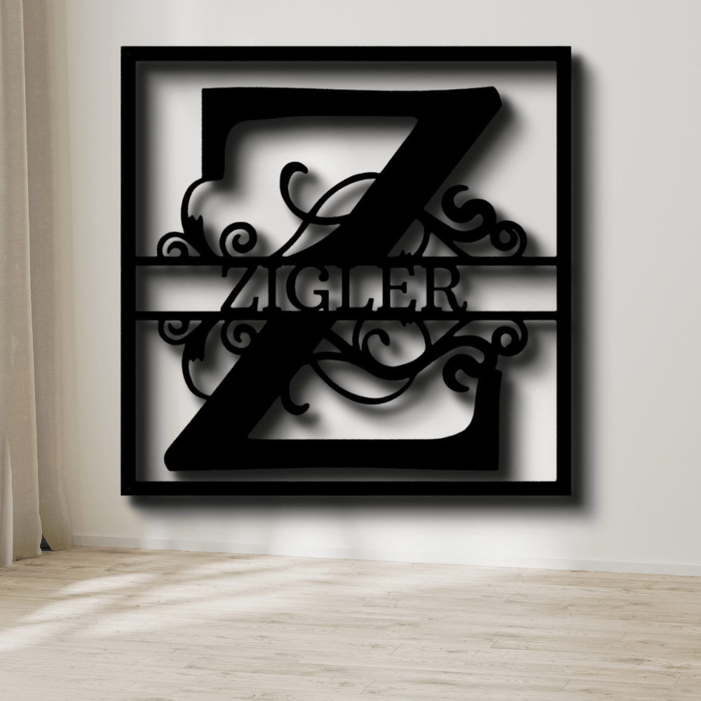 Personalized Split Square Metal Sign, Custom Split Square Metal Art, Last Name Wall Hanging, Gift For Him, Housewarming Gift. - Family Gear Collections
