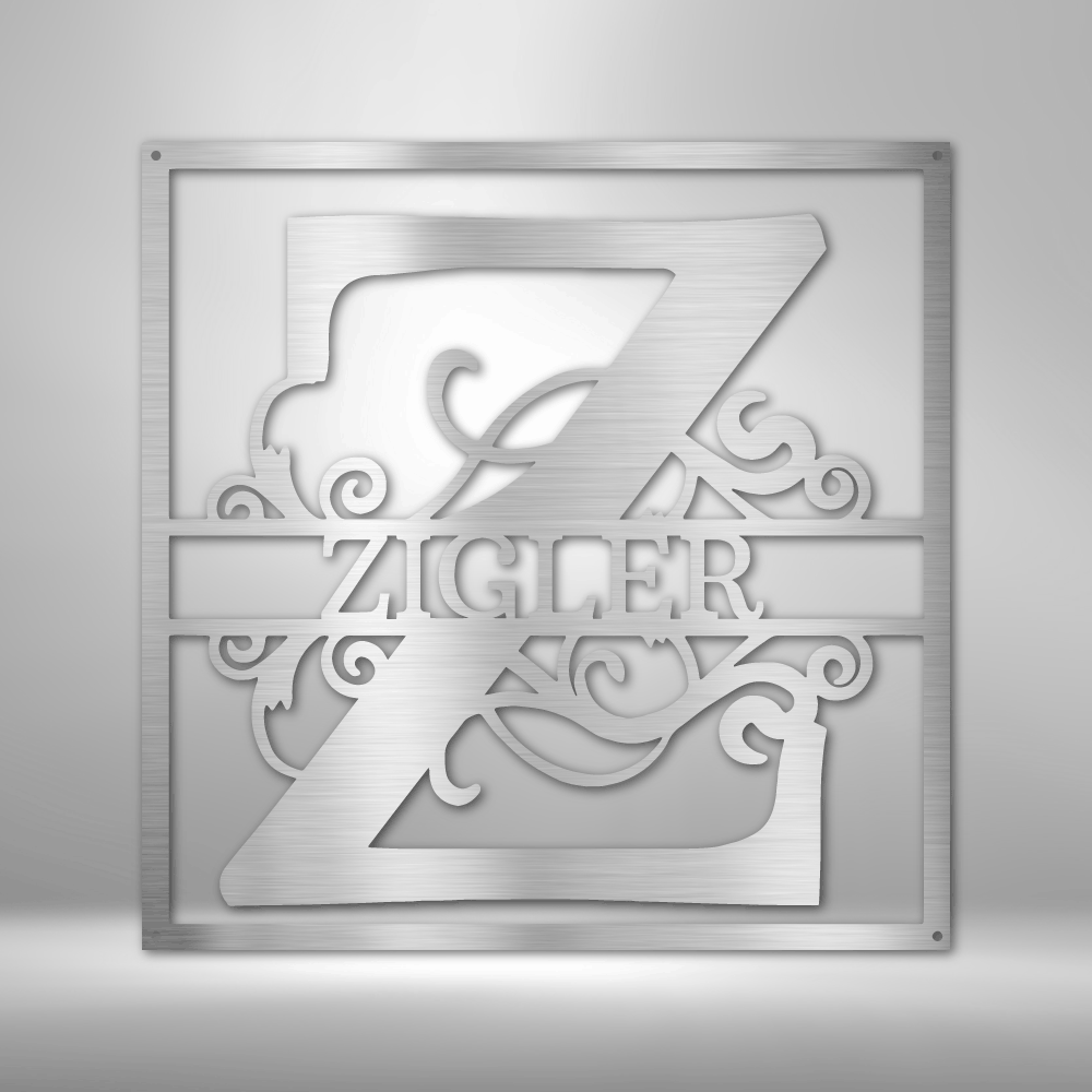 Personalized Split Square Metal Sign, Custom Split Square Metal Art, Last Name Wall Hanging, Gift For Him, Housewarming Gift. - Family Gear Collections