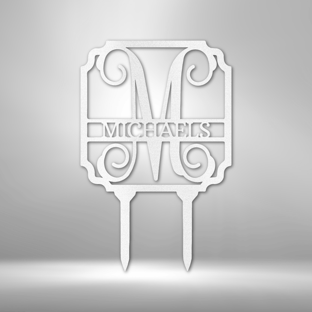 Personalized Vine Stake Metal Sign, Initial and Name Yard Sign, Garden Stake Sign, Gift For Mom or Wife, Christmas Gift, Last Name Metal Sign - Steel Sign - Family Gear Collections