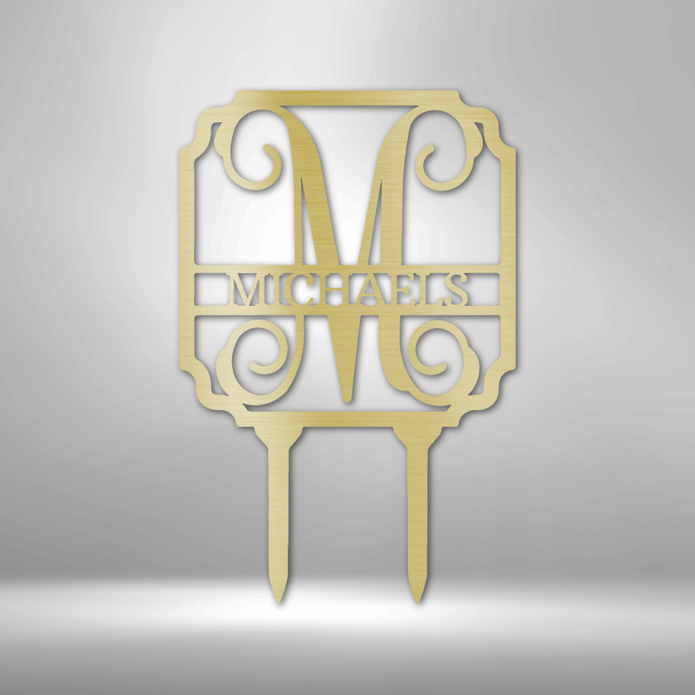Personalized Vine Stake Metal Sign, Initial and Name Yard Sign, Garden Stake Sign, Gift For Mom or Wife, Christmas Gift, Last Name Metal Sign - Steel Sign - Family Gear Collections