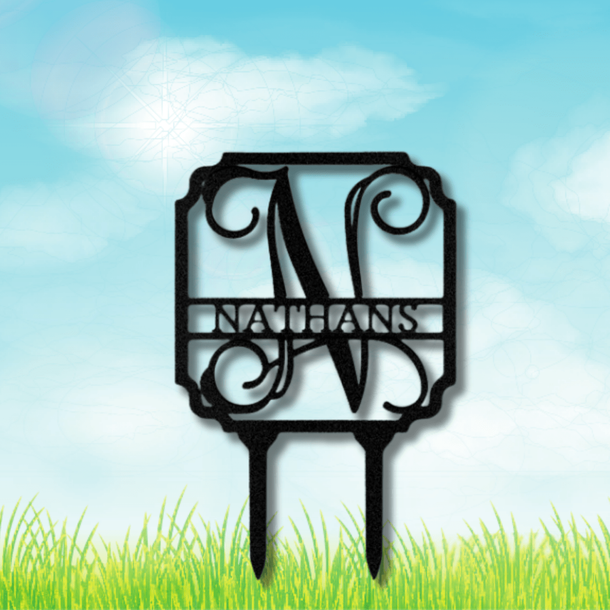 Personalized Vine Stake Metal Sign, Initial and Name Yard Sign, Garden Stake Sign, Gift For Mom or Wife, Christmas Gift, Last Name Metal Sign - Steel Sign - Family Gear Collections