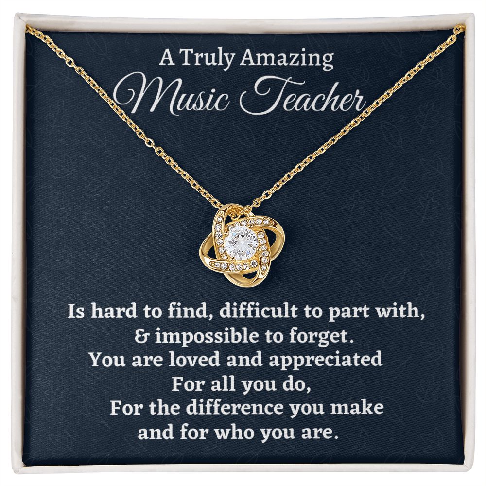 To A Truly Amazing Music Teacher Gift, Appreciation Gift For Music Teacher, Love Knot Necklace , Jewelry Gift For Women, Farewell Gift - Family Gear Collections