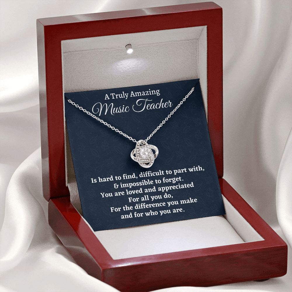 To A Truly Amazing Music Teacher Gift, Appreciation Gift For Music Teacher, Love Knot Necklace , Jewelry Gift For Women, Farewell Gift - Family Gear Collections