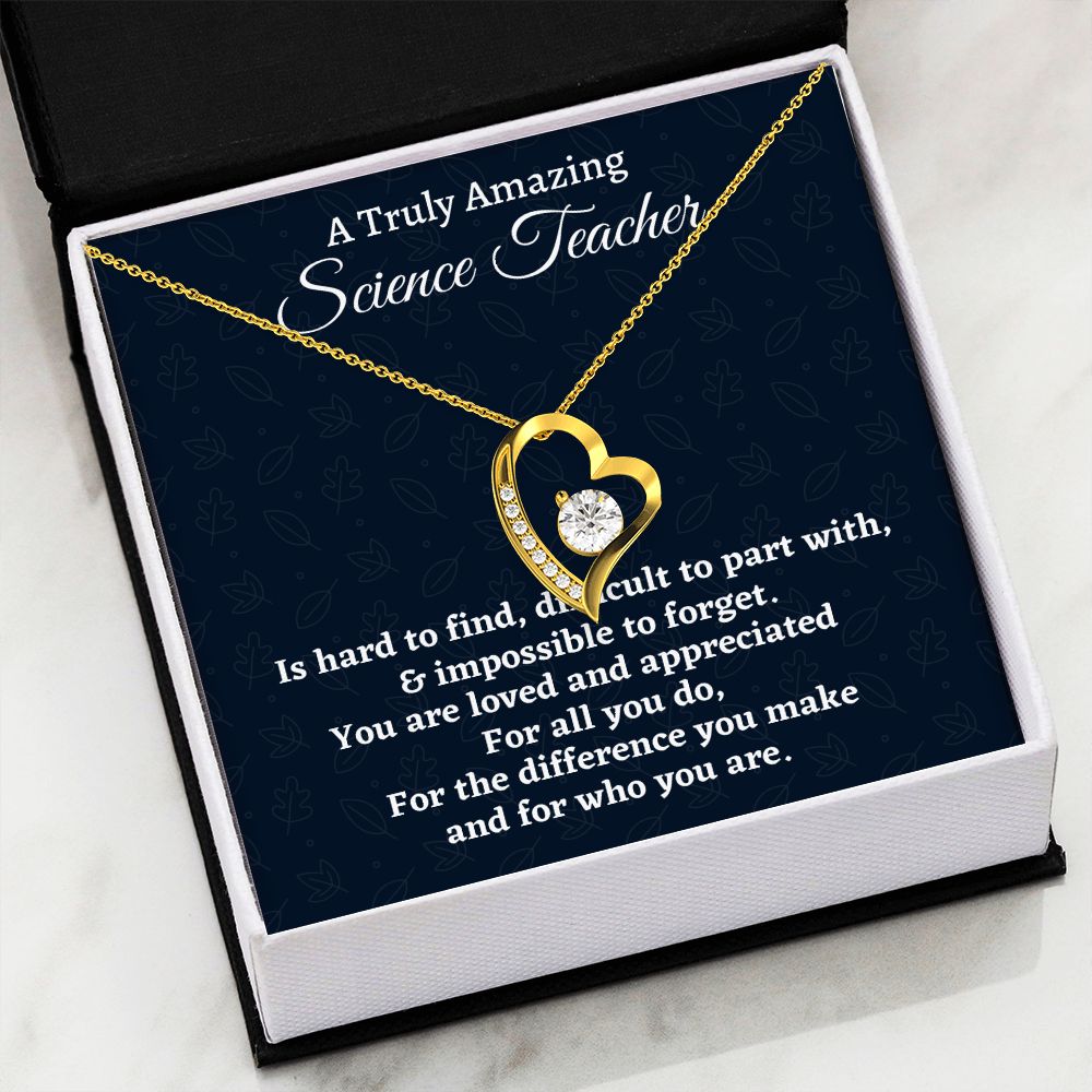To A Truly Amazing Science Teacher, Forever Love Necklace. Christmas Gift, Happy Retirement Gift. - Family Gear Collections