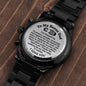 To My Amazing Bonus Dad, Engraved Design Black Chronograph Watch, Birthday Gift, Christmas Gift For Him - Family Gear Collections