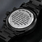 To My Amazing Dad, Wedding Day Gift For Dad, Engraved Design Black Chronograph Watch, From Loving Daughter - Family Gear Collections