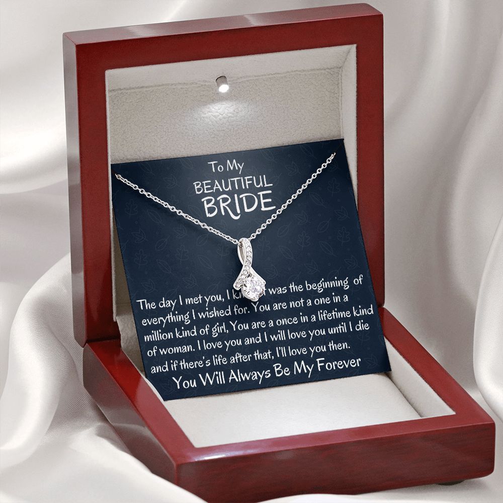To My Beautiful Bride, Alluring Beauty Necklace, Wedding Day Gift, Bride Jewelry, I Love You. - Family Gear Collections