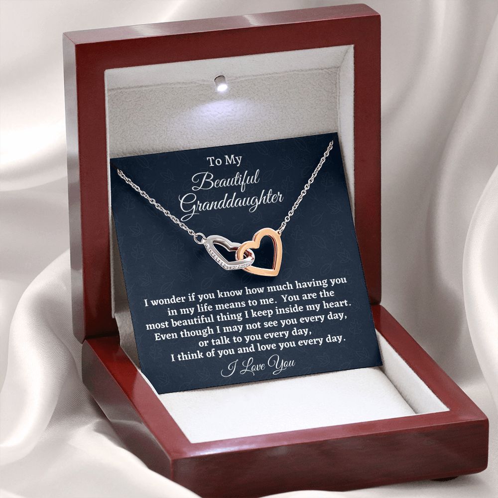 To My Beautiful Granddaughter, Interlocking Hearts Necklace, Birthday Gift For Her, Happy Birthday, Graduation Gift, From Loving Nana. - Family Gear Collections