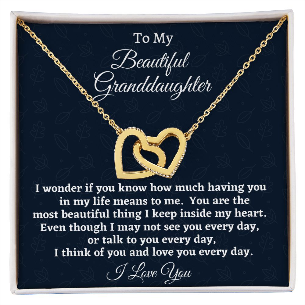 To My Beautiful Granddaughter, Interlocking Hearts Necklace, Birthday Gift For Her, Happy Birthday, Graduation Gift, From Loving Nana. - Family Gear Collections