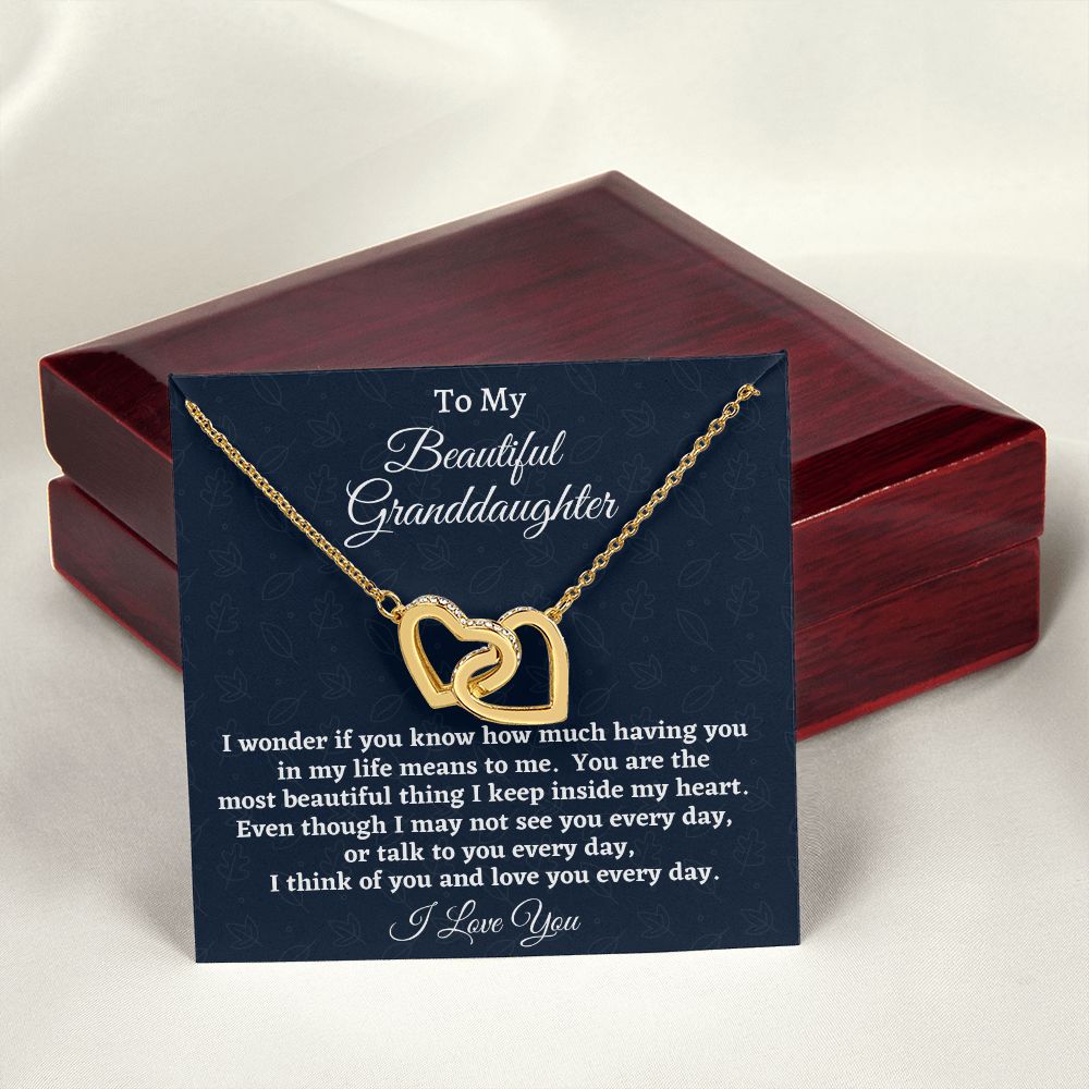 To My Beautiful Granddaughter, Interlocking Hearts Necklace, Birthday Gift For Her, Happy Birthday, Graduation Gift, From Loving Nana. - Family Gear Collections