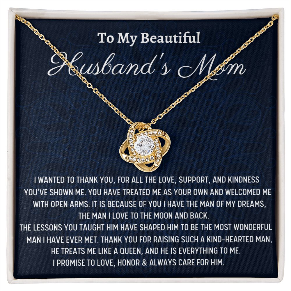 To My Beautiful Husband's Mom, Love Knot Necklace , Mothers Day Gift, Birthday Gift For Her, From Daughter In Love. - Family Gear Collections